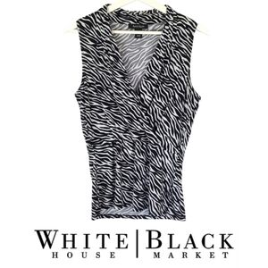 White House Black Market Zebra Print Sleeveless Blouse Top, M